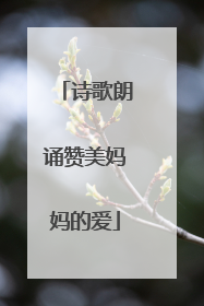 诗歌朗诵赞美妈妈的爱