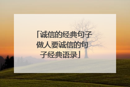 诚信的经典句子 做人要诚信的句子经典语录