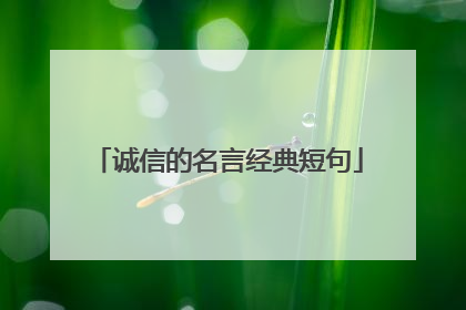 诚信的名言经典短句