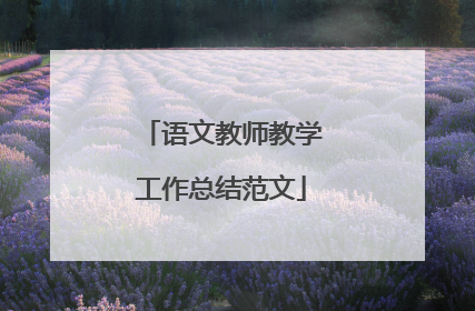 语文教师教学工作总结范文