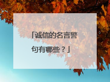 诚信的名言警句有哪些？