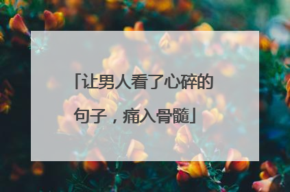 让男人看了心碎的句子，痛入骨髓