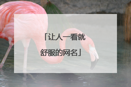 让人一看就舒服的网名