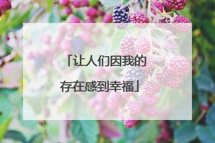 让人们因我的存在感到幸福