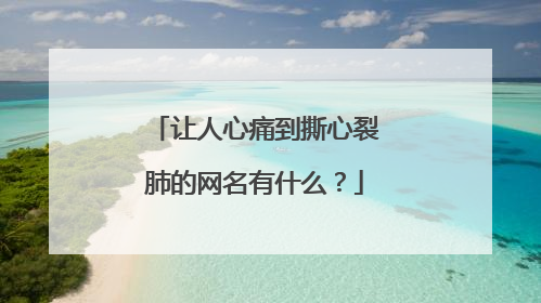 让人心痛到撕心裂肺的网名有什么？