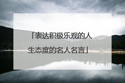 表达积极乐观的人生态度的名人名言