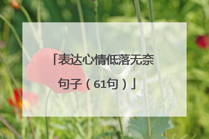 表达心情低落无奈句子(61句)