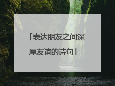 表达朋友之间深厚友谊的诗句