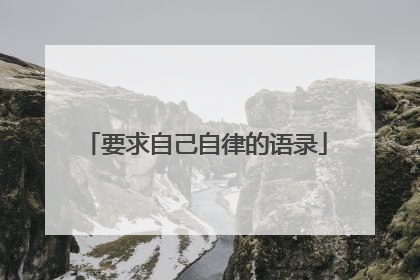 要求自己自律的语录