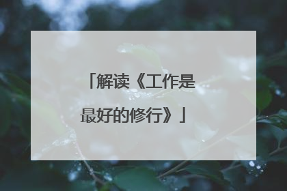 解读《工作是最好的修行》