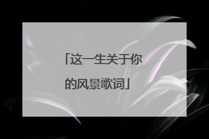 这一生关于你的风景歌词