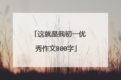 这就是我初一优秀作文800字