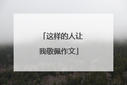 这样的人让我敬佩作文