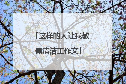 这样的人让我敬佩清洁工作文