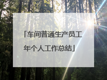 车间普通生产员工年个人工作总结