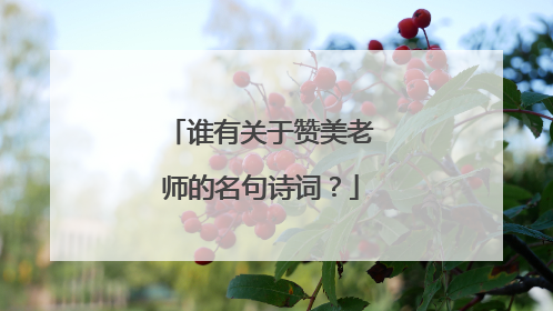 谁有关于赞美老师的名句诗词?