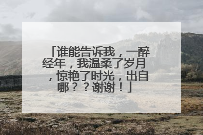 谁能告诉我，一醉经年，我温柔了岁月，惊艳了时光，出自哪？？谢谢！