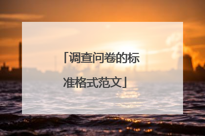 调查问卷的标准格式范文
