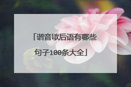 谐音歇后语有哪些句子100条大全