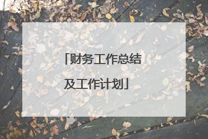 财务工作总结及工作计划