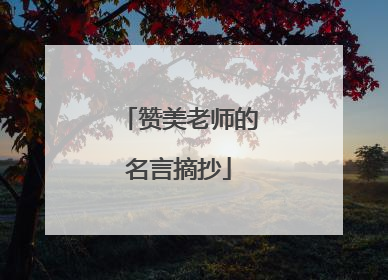 赞美老师的名言摘抄