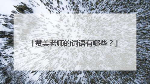 赞美老师的词语有哪些?
