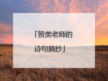 赞美老师的诗句摘抄