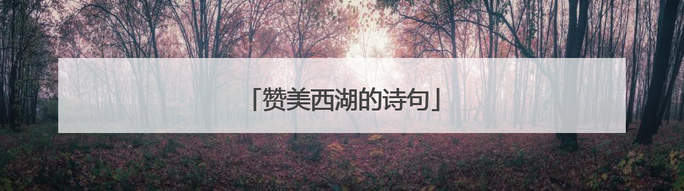 赞美西湖的诗句
