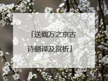 送魏万之京古诗翻译及赏析