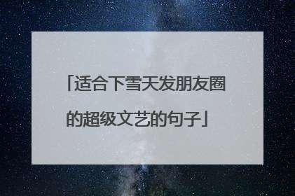 适合下雪天发朋友圈的超级文艺的句子