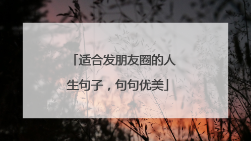 适合发朋友圈的人生句子，句句优美