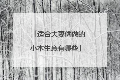 适合夫妻俩做的小本生意有哪些