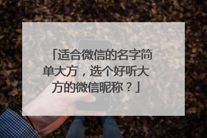 适合微信的名字简单大方，选个好听大方的微信昵称？