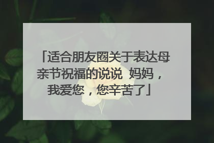 适合朋友圈关于表达母亲节祝福的说说 妈妈，我爱您，您辛苦了