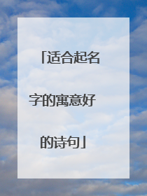 适合起名字的寓意好的诗句