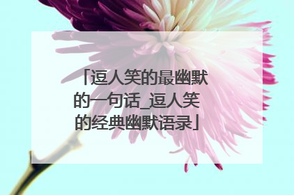 逗人笑的最幽默的一句话_逗人笑的经典幽默语录