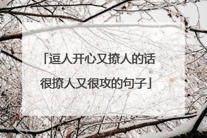 逗人开心又撩人的话 很撩人又很攻的句子