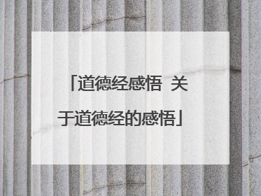 道德经感悟 关于道德经的感悟
