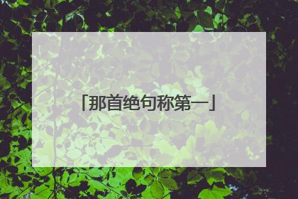 那首绝句称第一