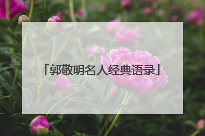 郭敬明名人经典语录