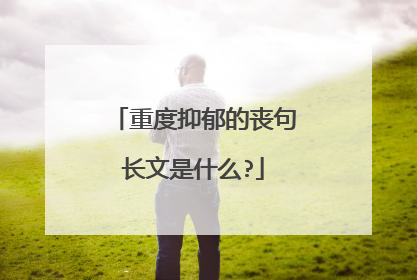 重度抑郁的丧句长文是什么?