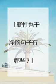 野性也干净的句子有哪些？