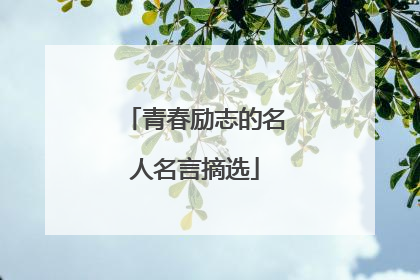 青春励志的名人名言摘选