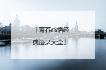青春感悟经典语录大全