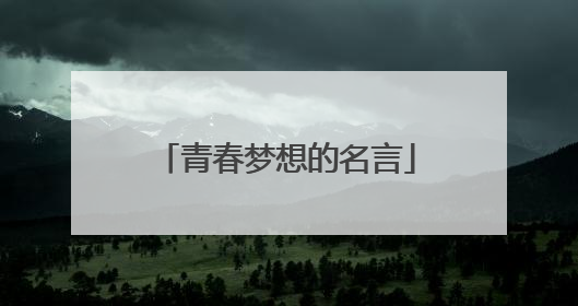 青春梦想的名言