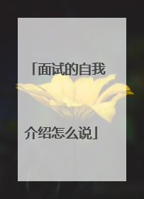 面试的自我介绍怎么说