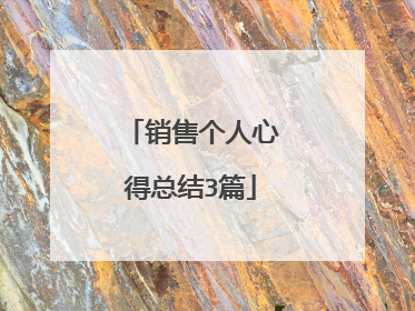 销售个人心得总结3篇