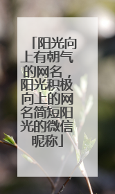 阳光向上有朝气的网名，阳光积极向上的网名简短阳光的微信昵称