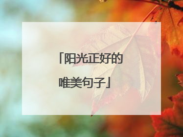 阳光正好的唯美句子