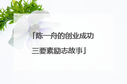 陈一舟的创业成功三要素励志故事